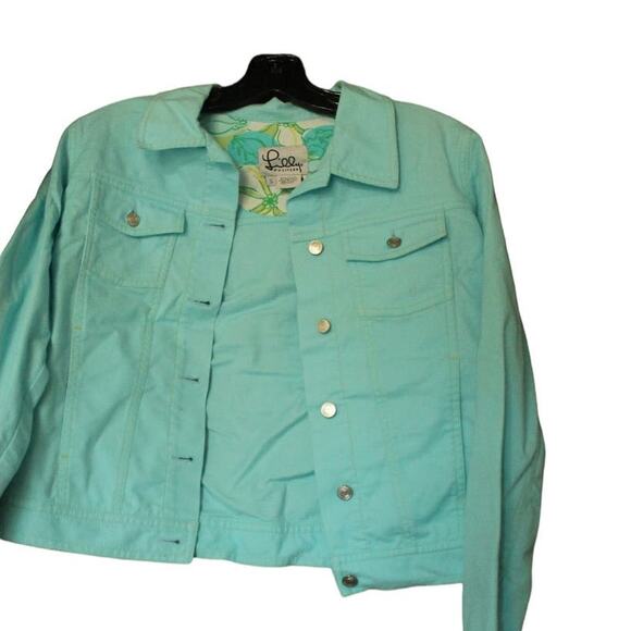 Lilly Pulitzer Jackets & Blazers - Lilly Pulitzer Jacket Women's Size PS Aqua Blue Denim Style Spring Petite S SP